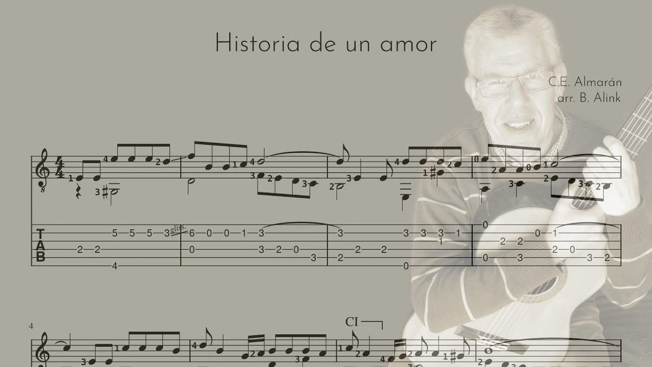 Historia de un amor - C.E. Almarán - Classical Guitar Score+TAB