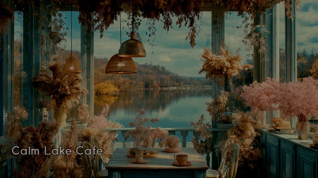 No Ads 10hr | Lakeside Cafe Rain Cozy Vibes Peaceful Focus 🏞️💙