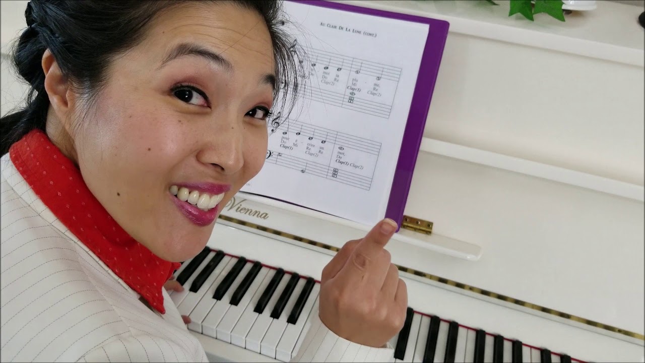 Piano Lesson 040: Au clair de la lune, a French Folk Song, for easy piano