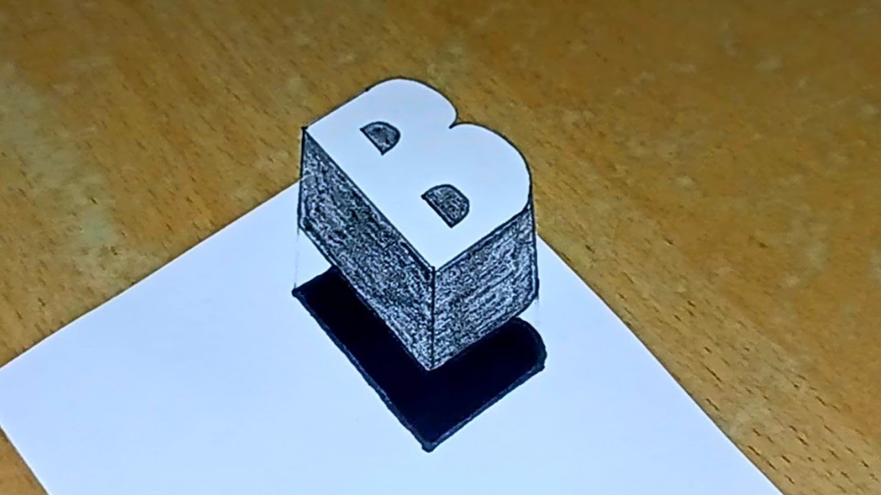How to draw 3D floating letter B