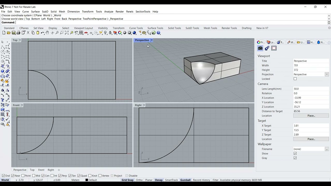 Rhino 3D Viewport and Layout
