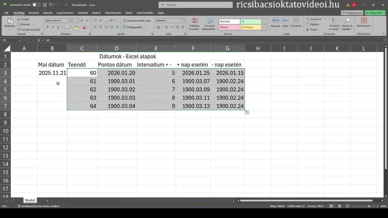 Excel és a dátumok