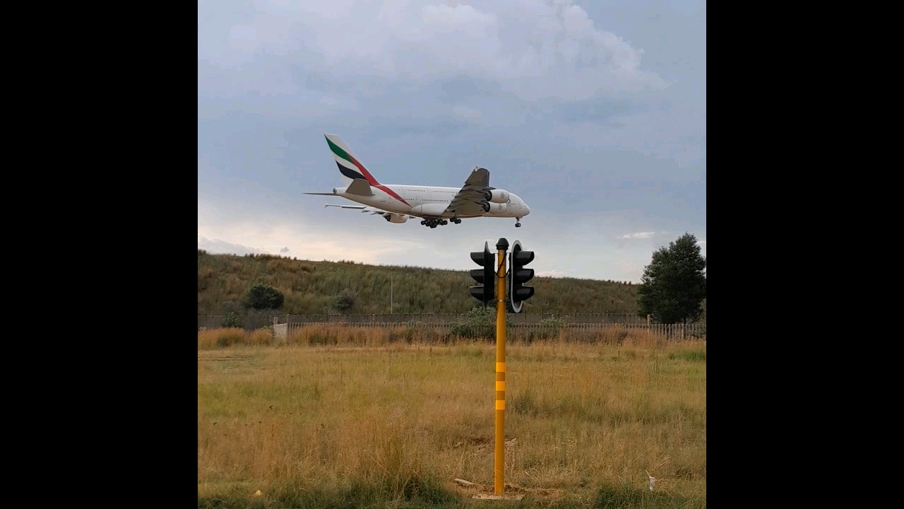 EMIRATES AIRBUS A380 LANDING AT FAOR #youtube