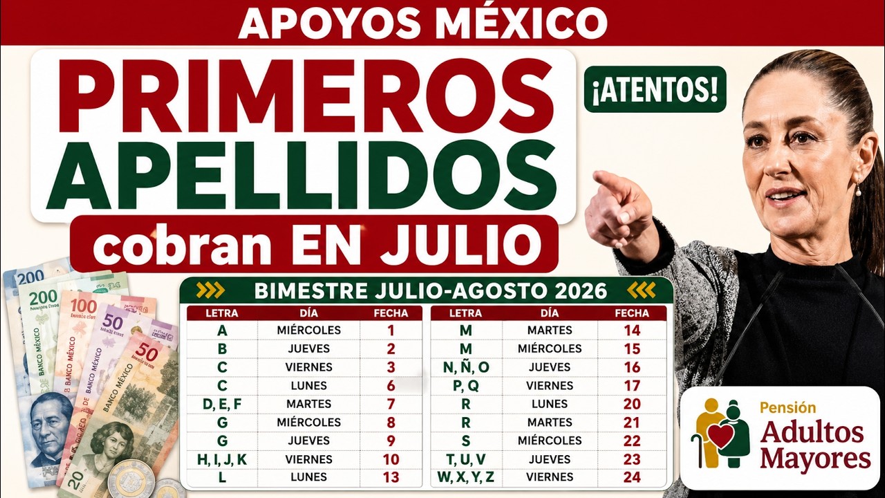 📆Fecha de PAGO Pensi&oacute;n JULIO 2026 Adultos Mayores D&iacute;a de Dep&oacute;sito🔔