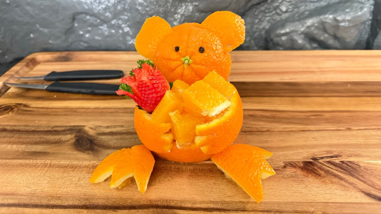 How to Carve an Orange Bear | Easy Step-by-Step Fruit Carving Tutorial
