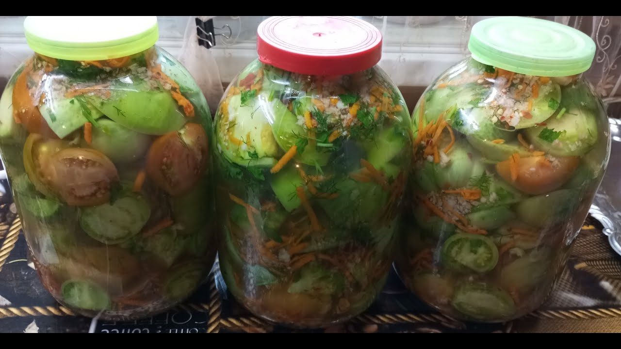 127.ЗЕЛЁНЫЕ И БУРЫЕ ПОМИДОРЫ НА ЗИМУ- ВКУСНО,БЫСТРО!ЗАЛИВАЕМ ГОРЯЧИМ РАССОЛОМ,ПОД КАПРОНОВУЮ КРЫШКУ!