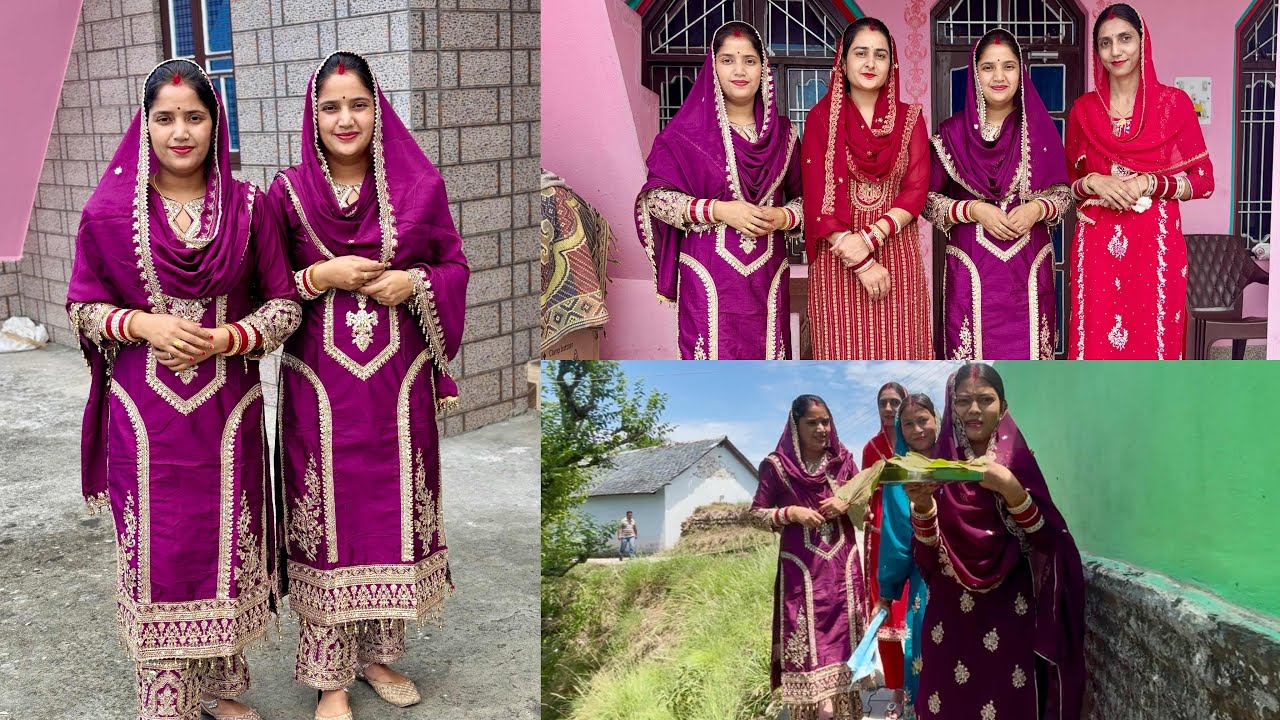आज सभी देवरानी जेठानी मिलकर हिमाचली धाम खाने गयी 👭#twins #village #himachal