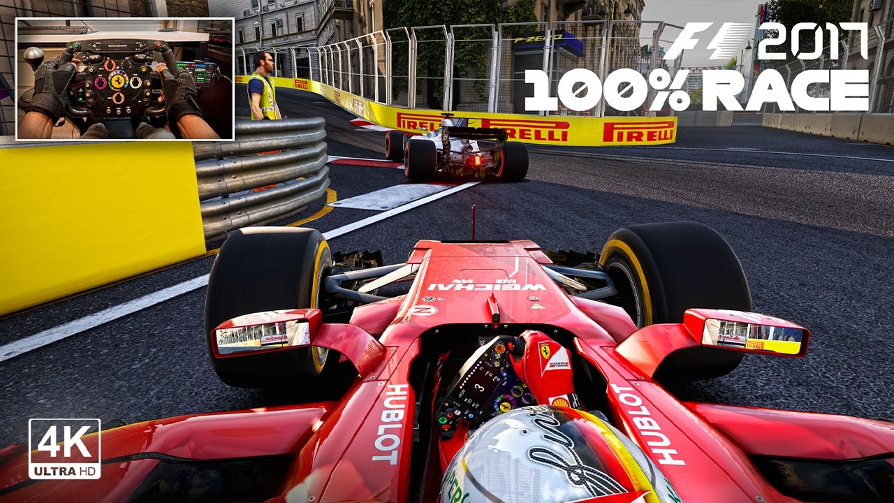 Sebastian Vettel's Ferrari SF70H - 2017 Azerbaijan GP Baku 100% Race F1 2017 Steering Wheel Gameplay
