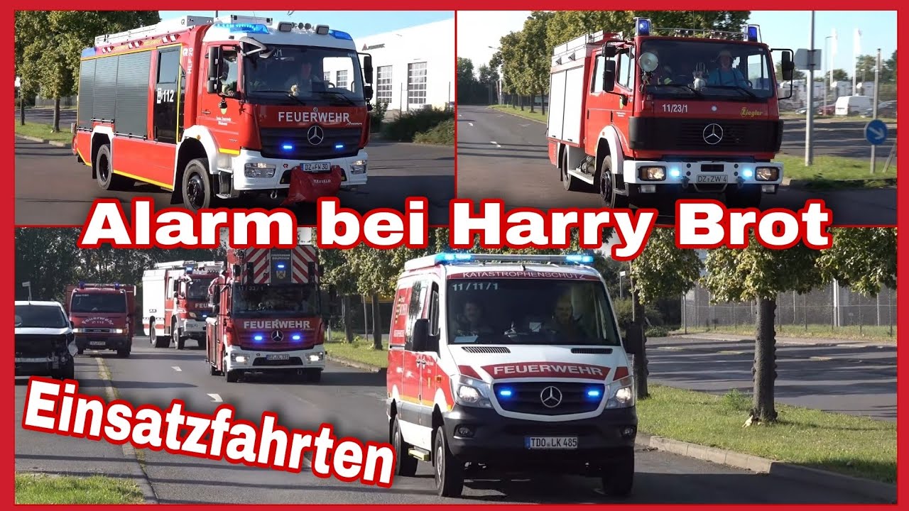 🔥Brand in Großbäckerei🆘️EINSATZFAHRTEN🚒🚑Übung bei Harry Brot in Wiedemar🚨