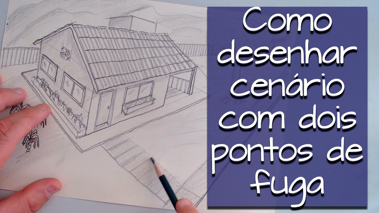 Como desenhar um cenário com 2 pontos de fuga - desenhe uma casa