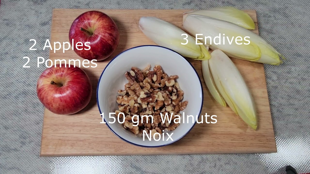 Recette facile de salade d’endives, pommes et noix / Easy recipe for endive, apple and walnut salad