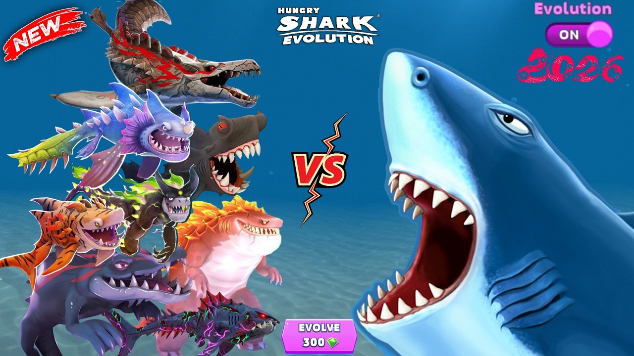 Hungry Shark - All Evolved Sharks VS Regular Sharks (All Shark Unlocked) | Hungry Shark Evolution