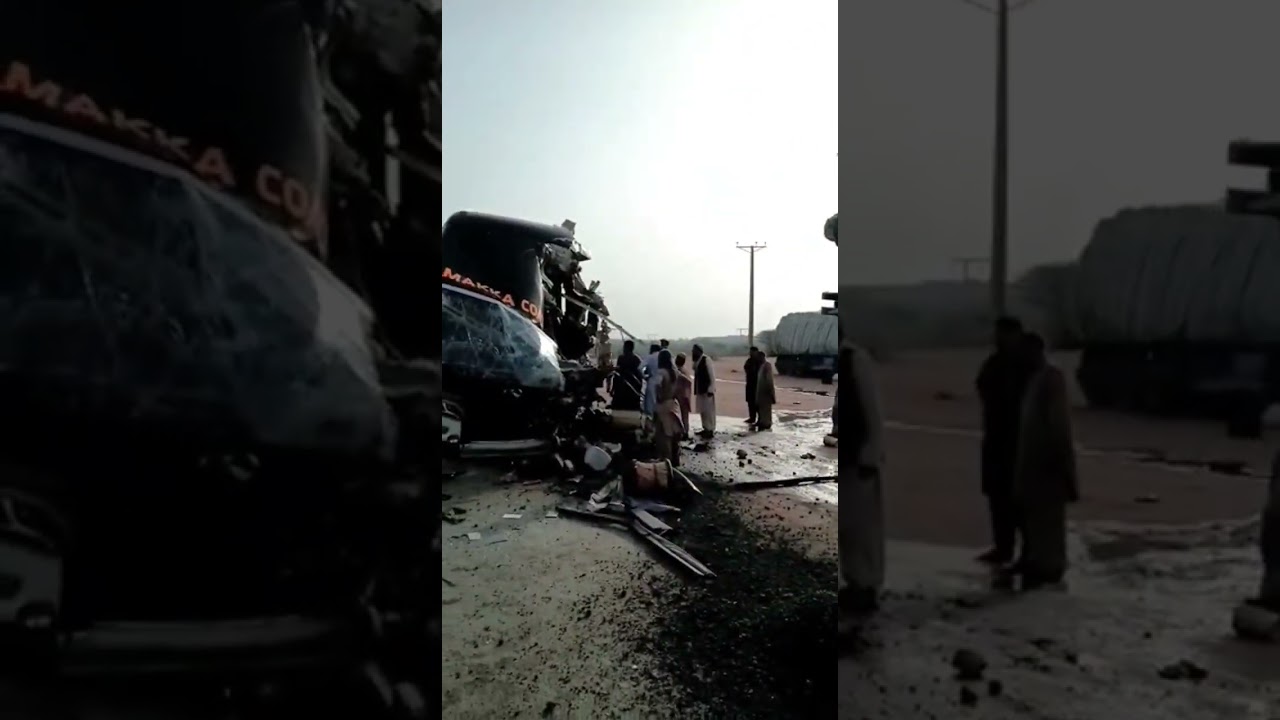 Luxury Bus Accident at M-9 Motorway near Lucky Cement | AC Coach Accident