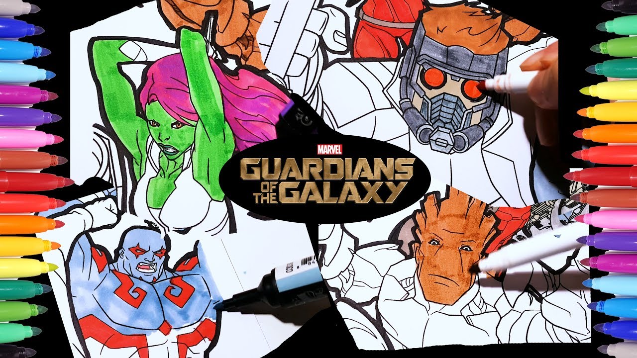 MARVEL Guardians of the Galaxy Coloring Pages | Guardians Drax Gamora Groot Rocket Raccoon Star Lord