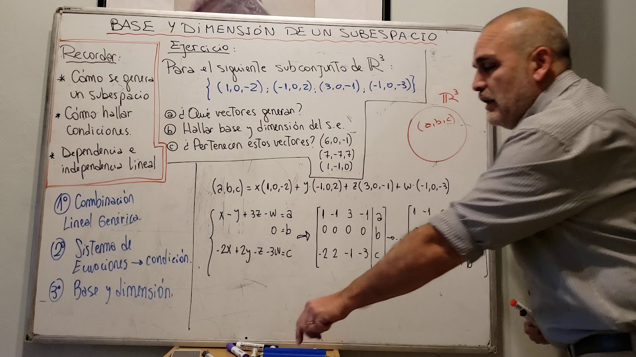Base y dimensión de un sub espacio vectorial