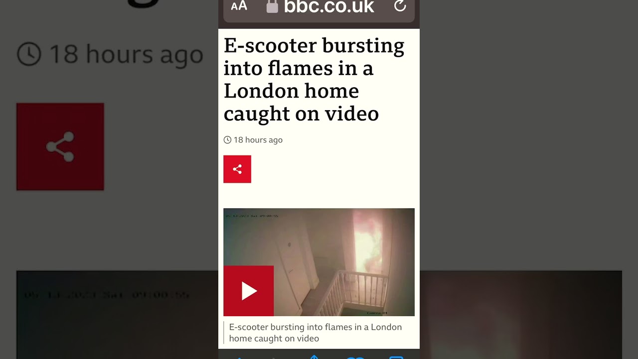 CAUTION ⚠️ E-Scooter Bursts into Flames #explosion