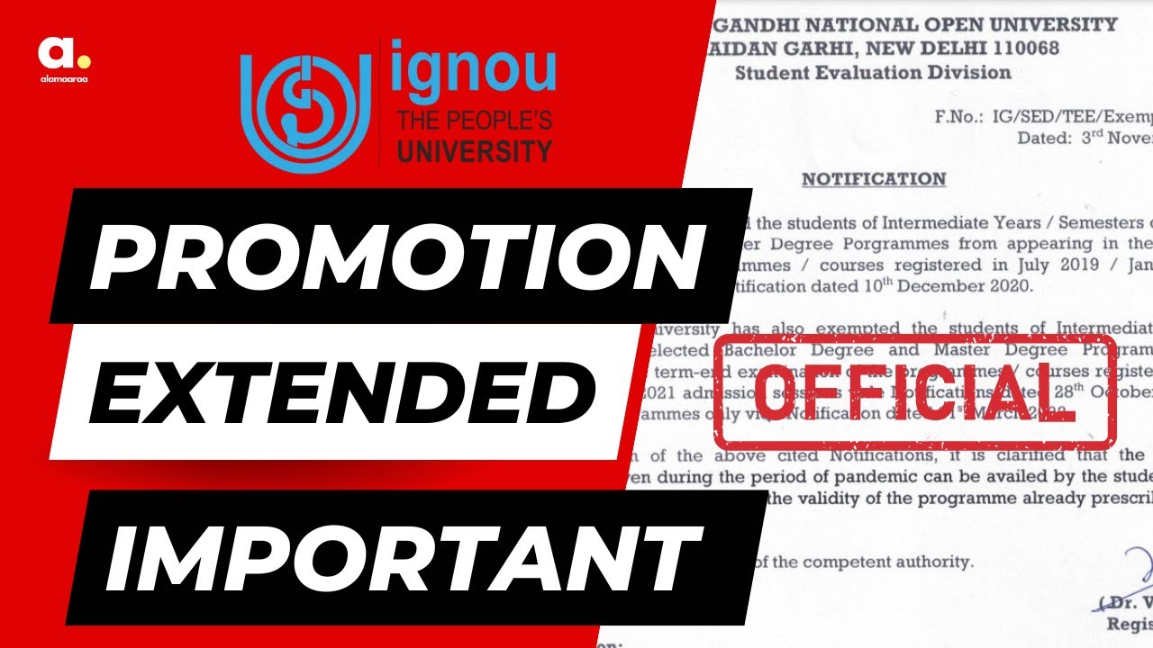 Happy News | IGNOU Promotion Validity EXTENDED | 2019 & 2020