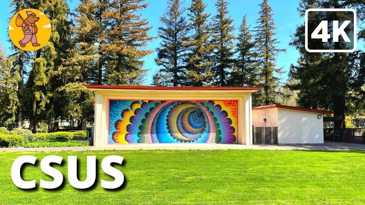 4K CSUS Campus Walking Tour, Sacramento State University | 🔊 Binaural Sound