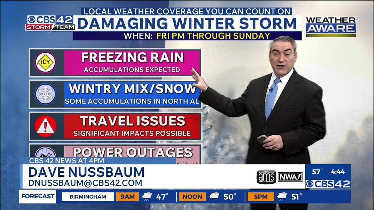 Weather Aware: Timeline & Impacts for the Weekend Winter Storm CBS 42 News at 4 pm