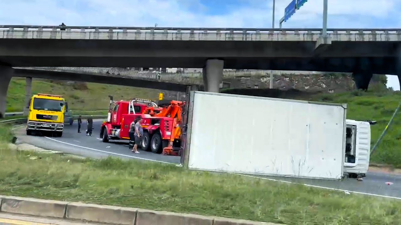 Truck fell over due to an accident on Umgeni Road in Durban in South Africa
