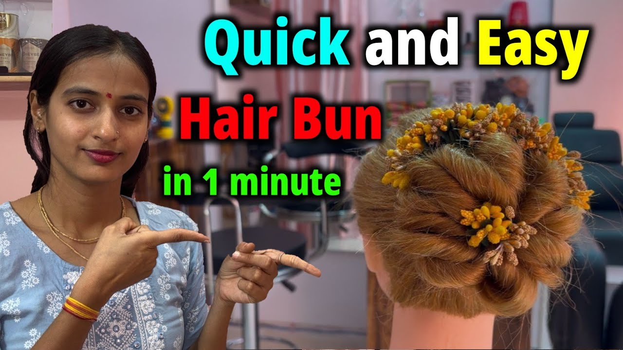 Quick and easy hairbun for haldi nd mehndi function/2min mai hairbun kese banaye 💁🏻‍♀️