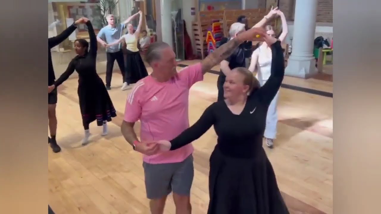 Bridgerton season 4 Dance rehearsals - Luke Thompson, Yerin Ha, Hannah Dodd, Florence Hunt 