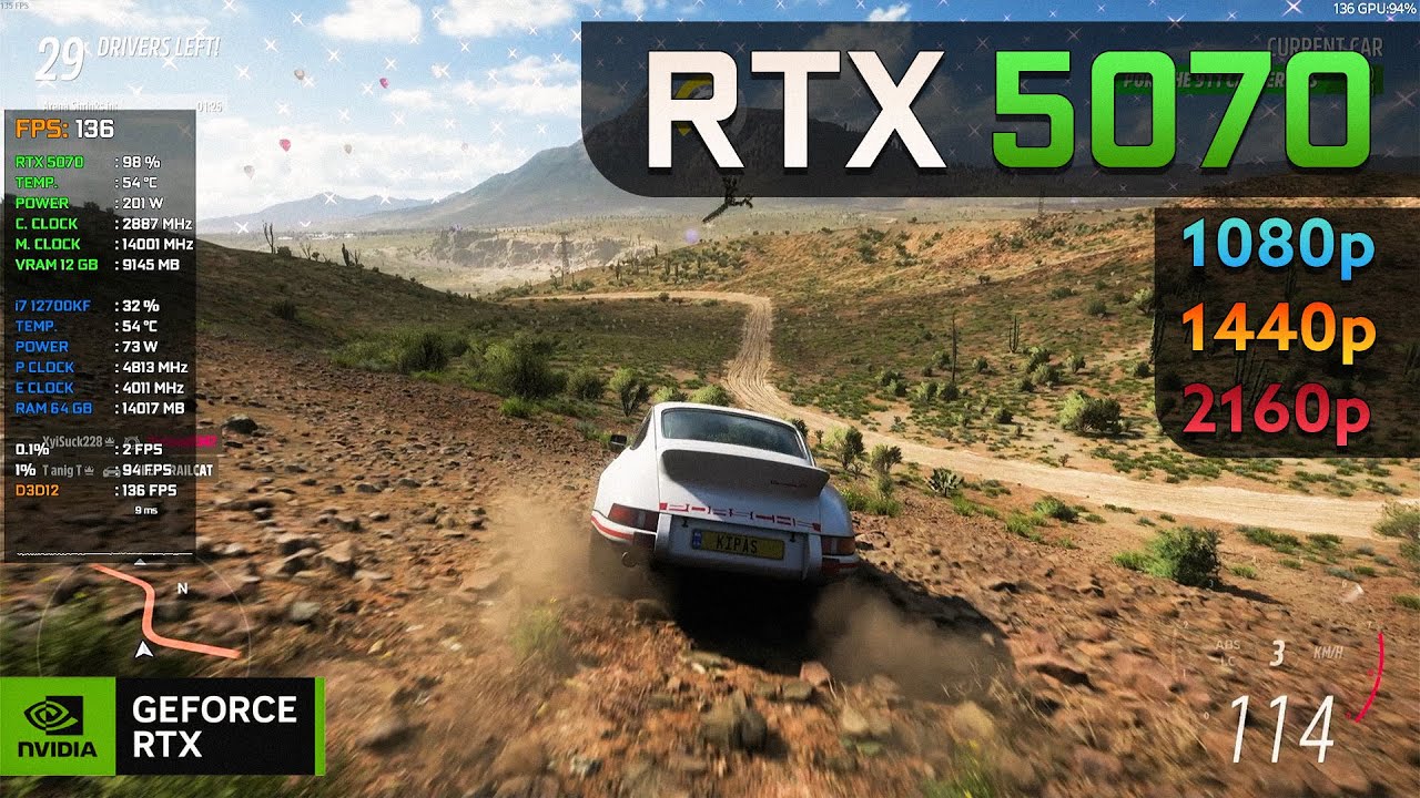 RTX 5070 | Forza Horizon 5 Benchmark | 1080p, 1440p, 2160p