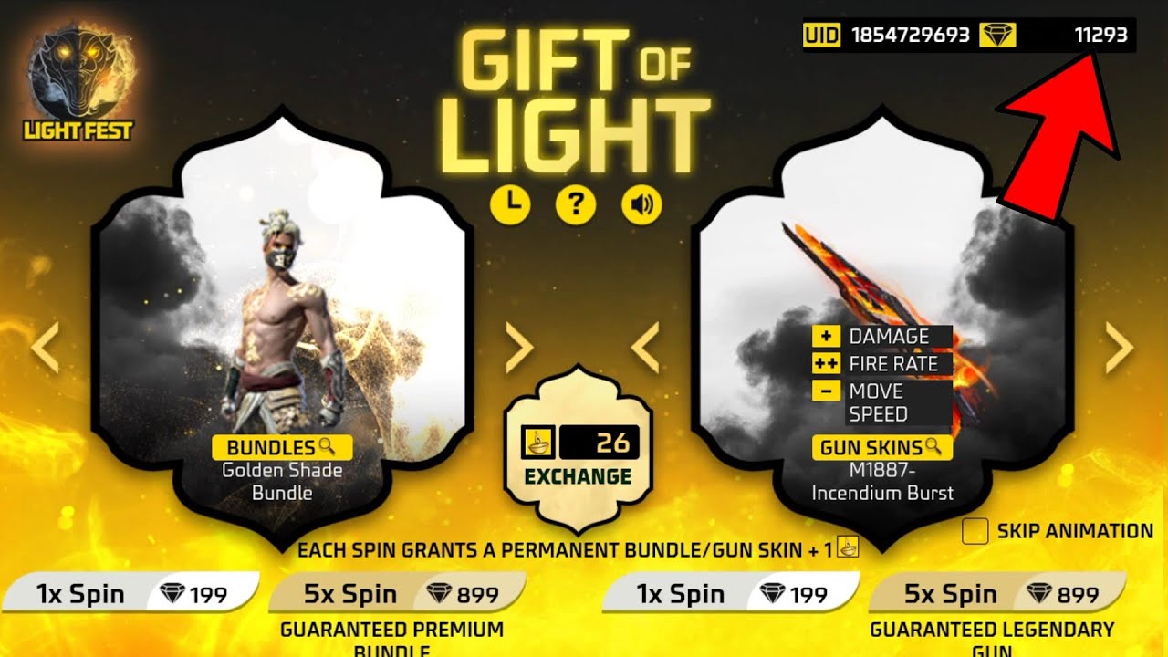 Gift of Light New event | Diwali event Free Fire | Golden Shade Blue Arctic  Bundle