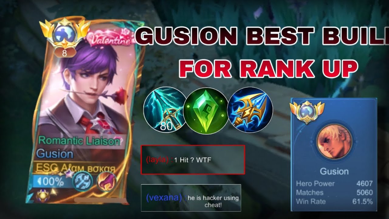 GUSION IN SOLO RANK || BEST GUSION DAMAGE BUILD & EMBLEM FOR RANK💀