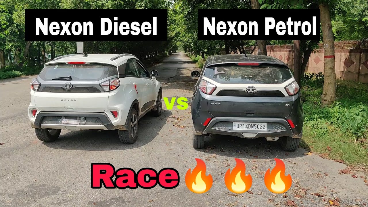 Drag Race : 2021 Tata Nexon Diesel vs Nexon Petrol | इसमें आया असली मजा तो😍😍 | Unexpected Results🔥🔥