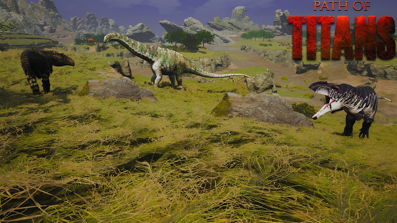 Two Carcharodontosaurus Against One Apatosaurus In The Survival Domain