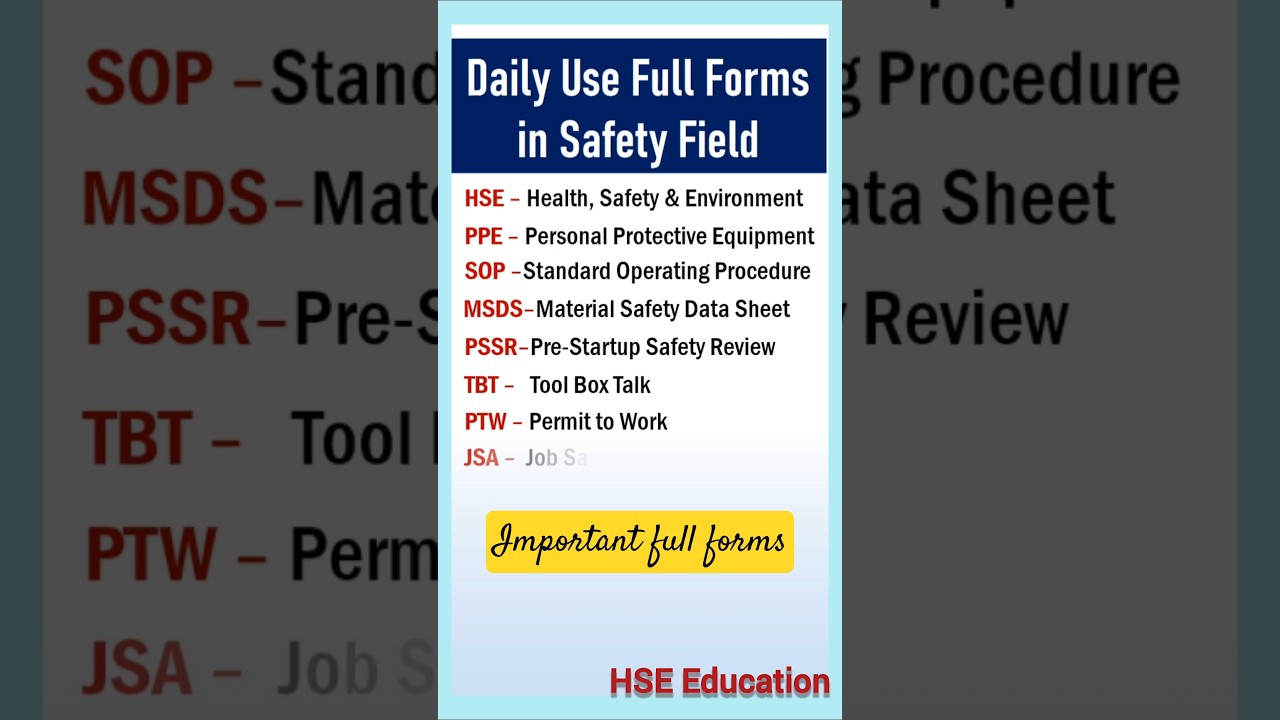 Top 10 HSE Full Forms. || 