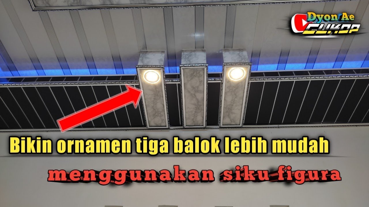 Cara membuat ornamen  persegi panjang balok tiga menggunakan siku figura