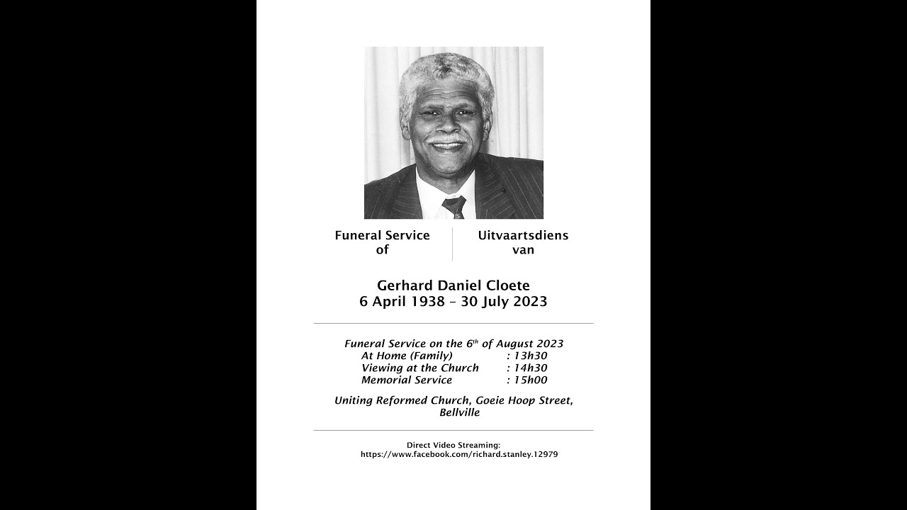 Funeral Service of the late prof  Daan Cloete