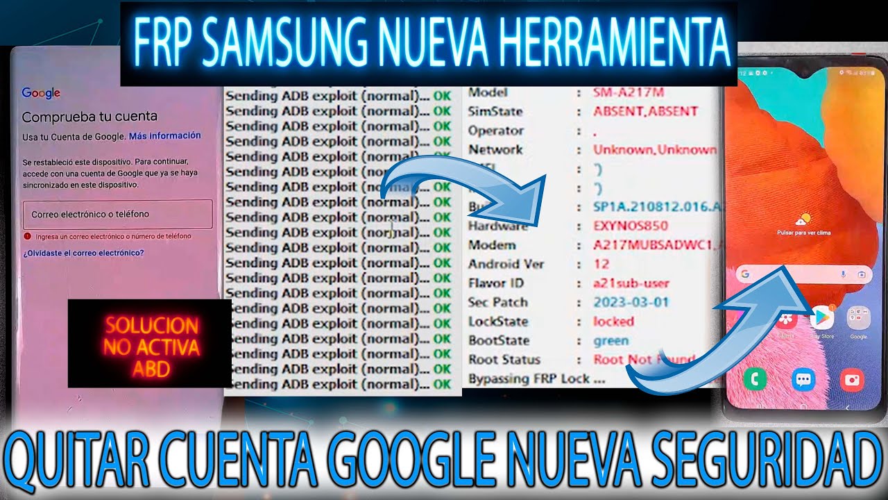 SOLUCION NO ACTIVA ADB FRP SAMSUNG NUEVA TOOL PARA QUITAR CUENTAS GOOGLE NUEVAS SEGURIDADES A S J N