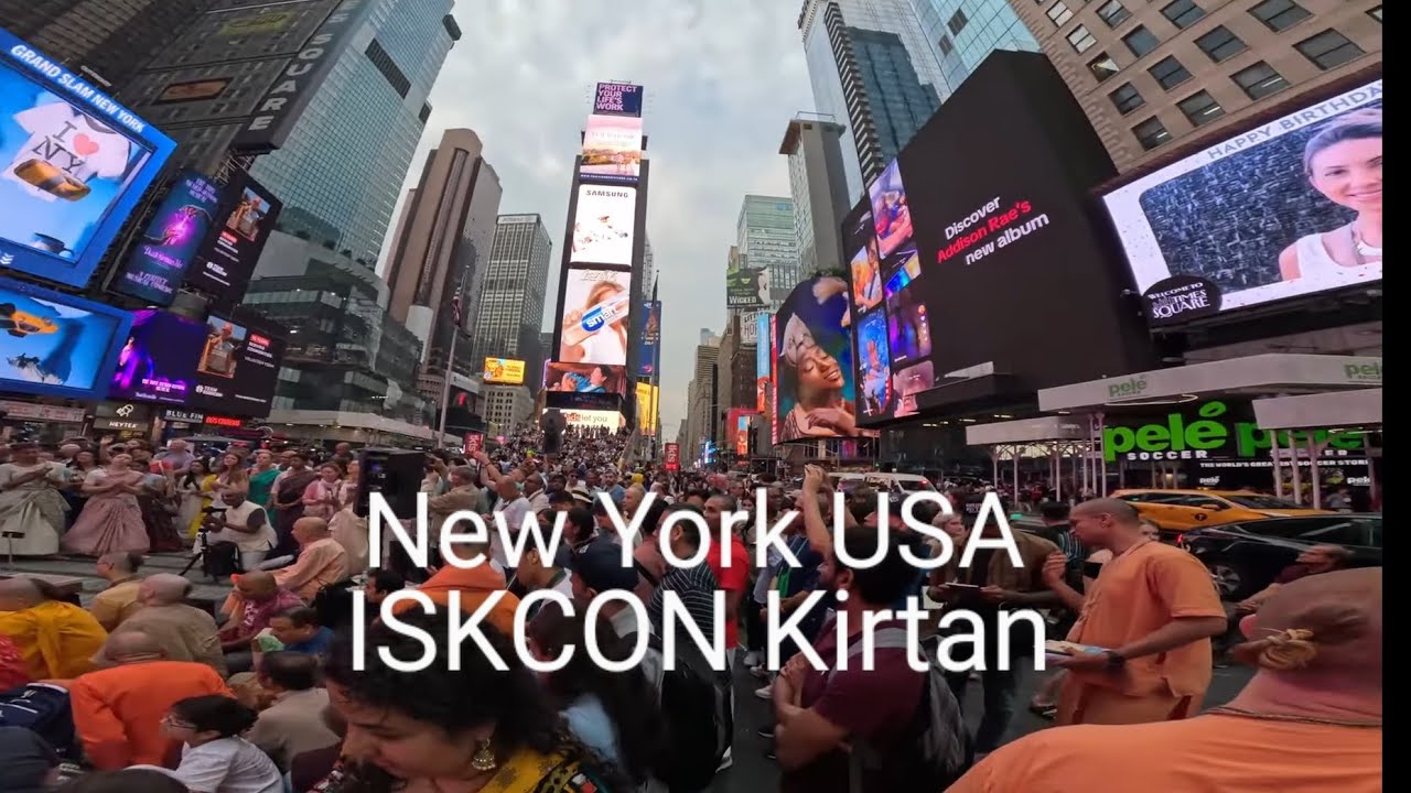 New York USA: ISKCON Hare Krishna Kirtan 2025 Times Square Manhattan
