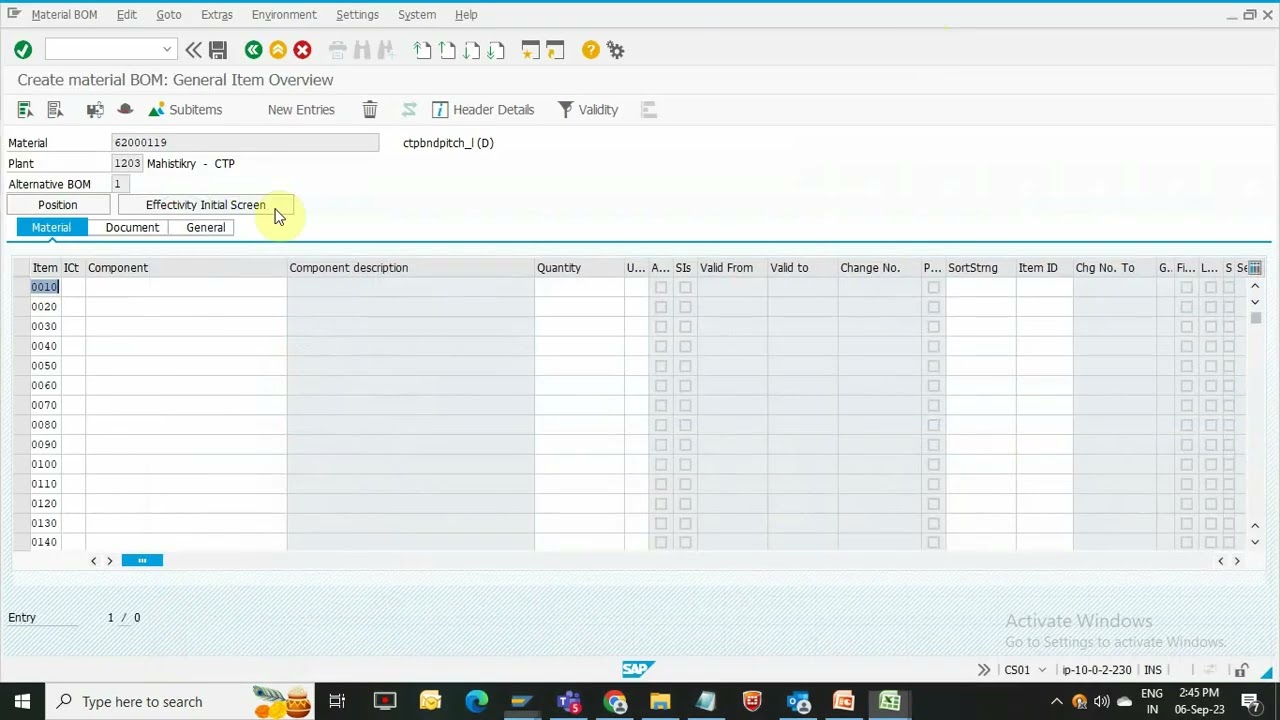 BOM creation in SAP
