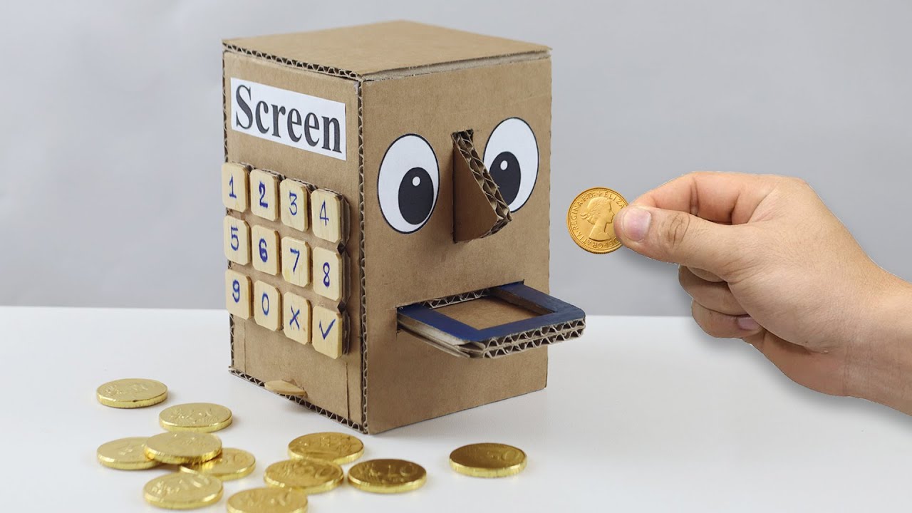 Build Personal Coin Box Saving Machine from Cardboard