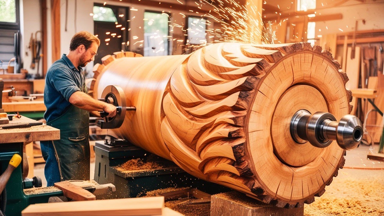 Turning a Giant Burnt Log Into Art: The Magic of Woodturning