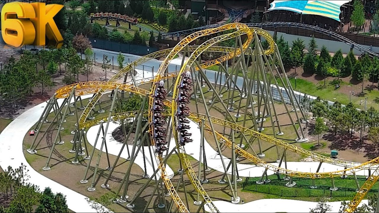 Stardust Racers Drone Footage 6K Mack Rides Dueling Launch Coaster Epic Universe, FL