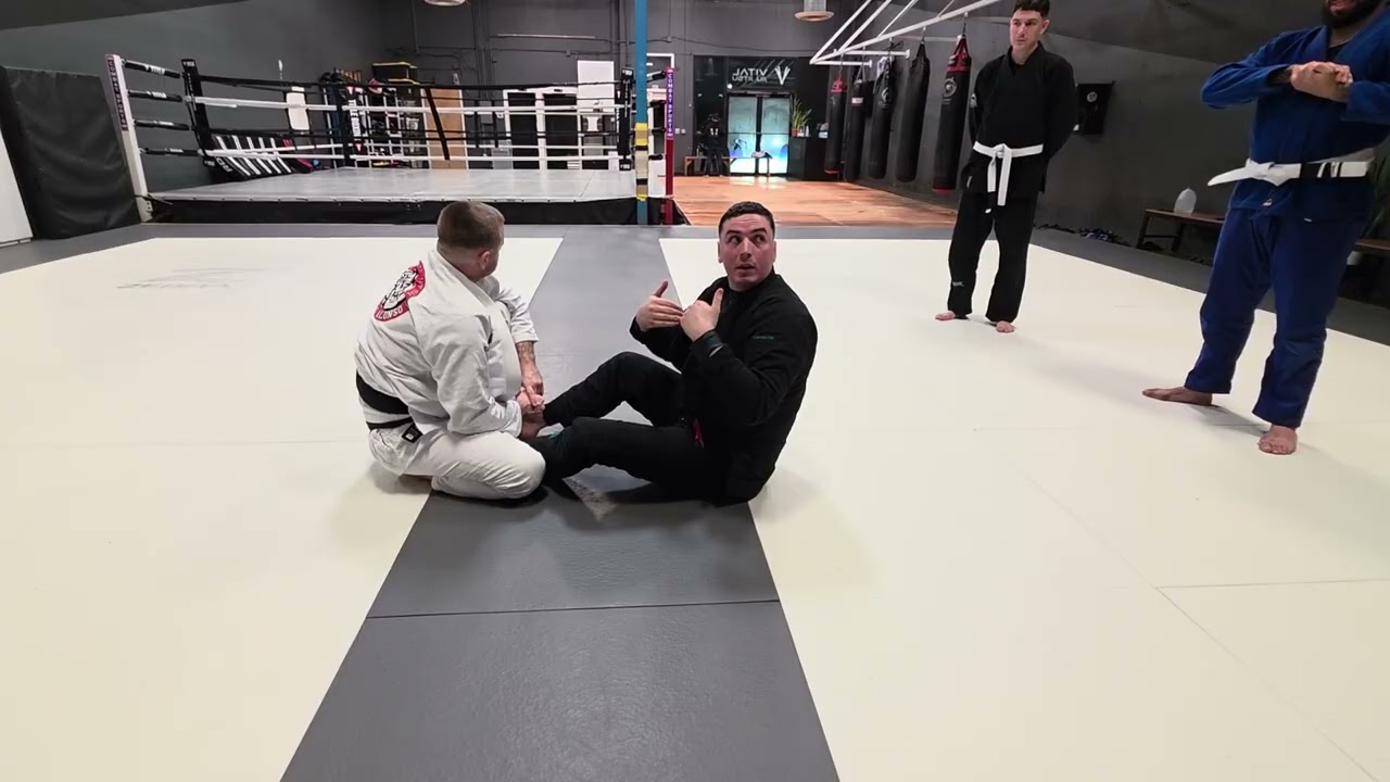 Shoulder Crunch Sweep from Seated Open Guard w/ Back Take & Armbar Options