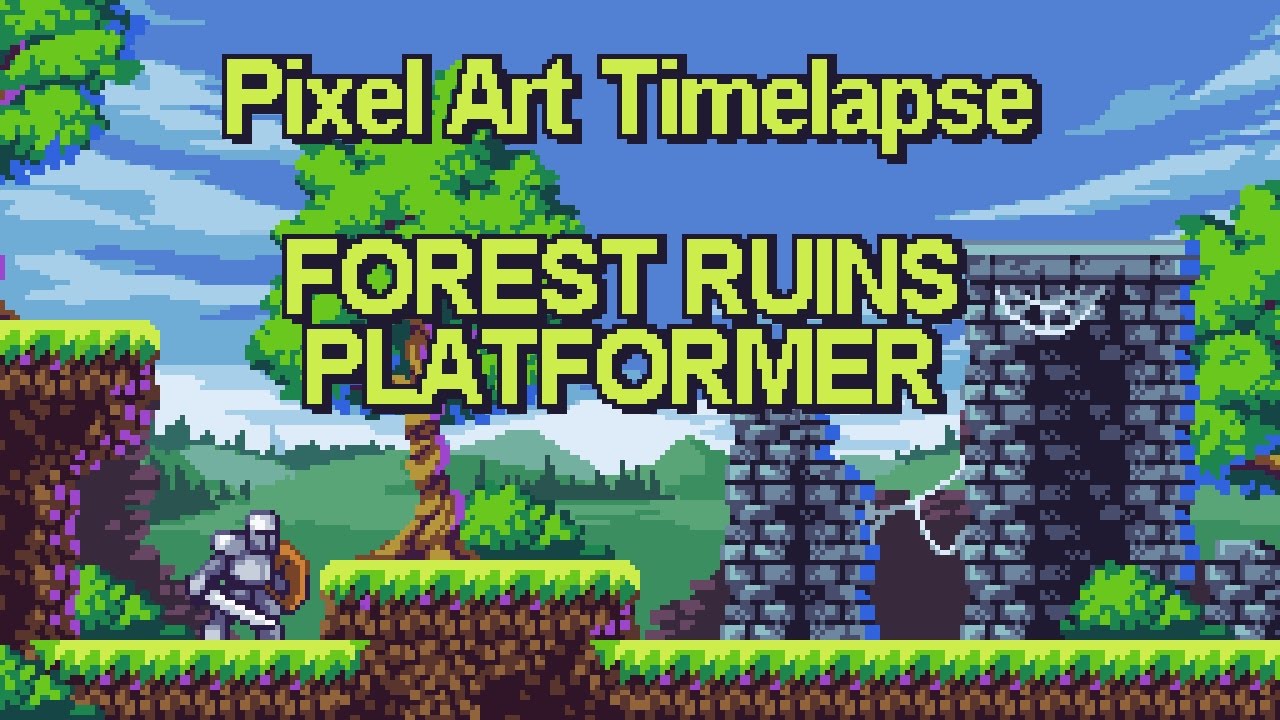 Pixel Art Timelapse - Forest Ruins Platformer