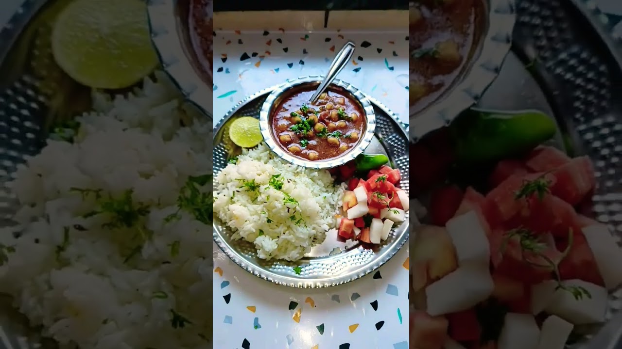 Chole Masala With Jeera Rice l Salad 😋❤️#shorts #viral #shortvideo