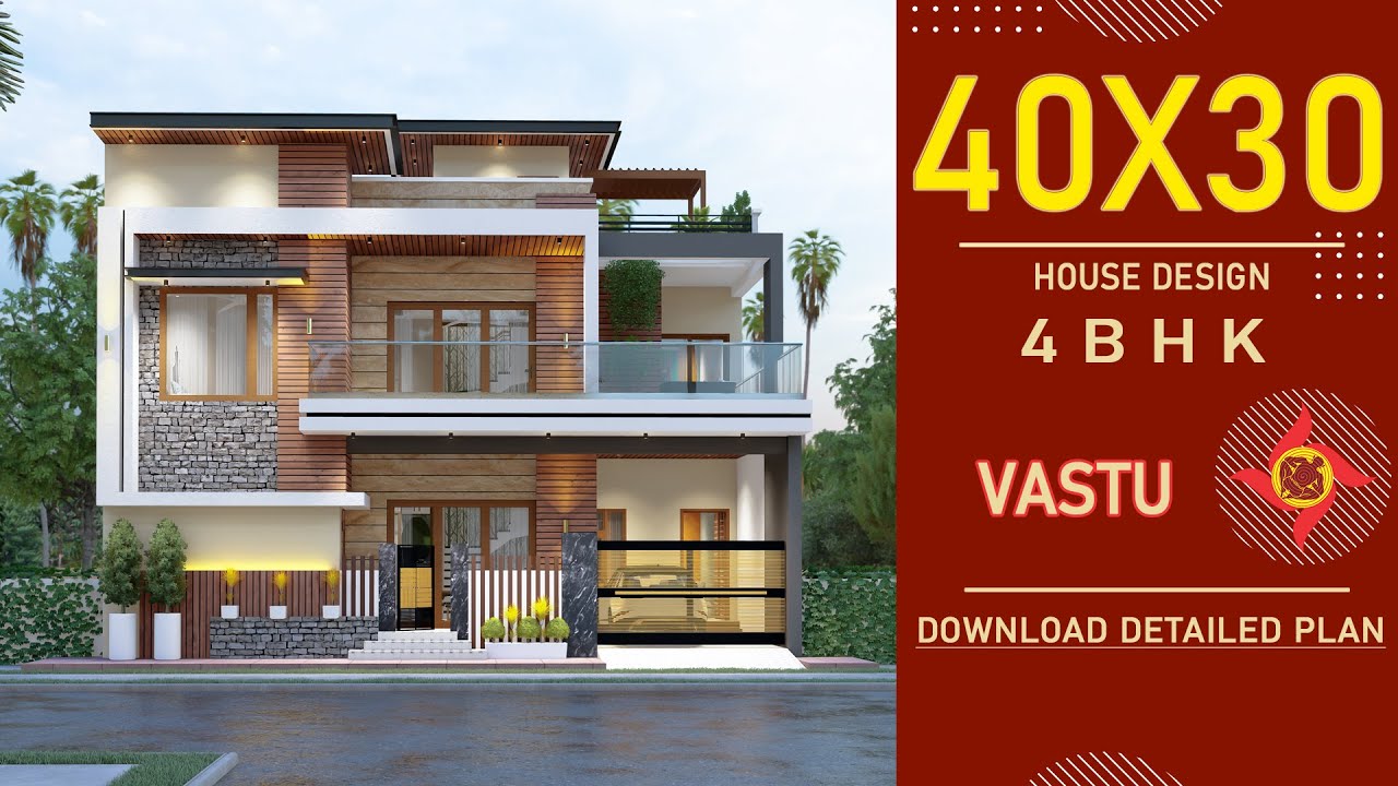 40x30 3D Home Design | Vastu House | 1200 Sqft House Plan | 40*30 House Plan | 40by30 House Plan |