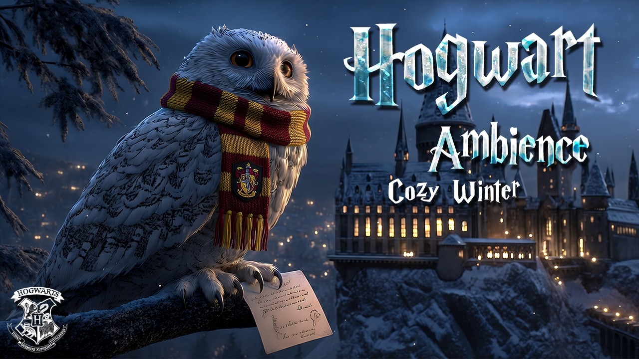 Warm Winter at Hogwarts | Falling Snow & Magical Castle Ambience for Study, Reading
