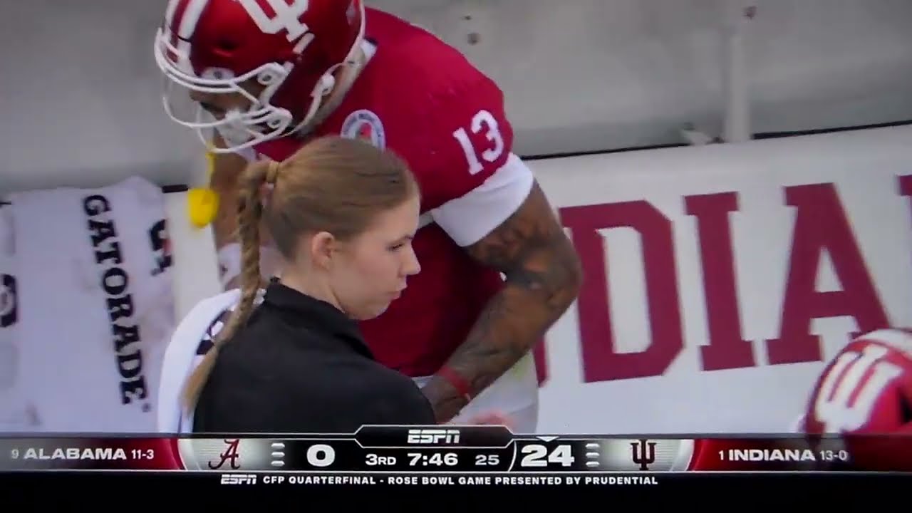 Indiana QB Fernando Mendoza 24 yard TD pass to Elijah Sarratt vs. Alabama in Rose Bowl