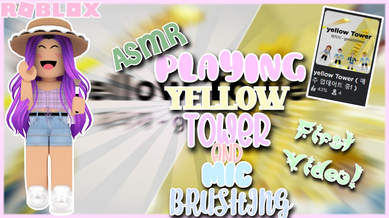 ASMR MIC BRUSHING while PLAYING YELLOW TOWER! || Roblox