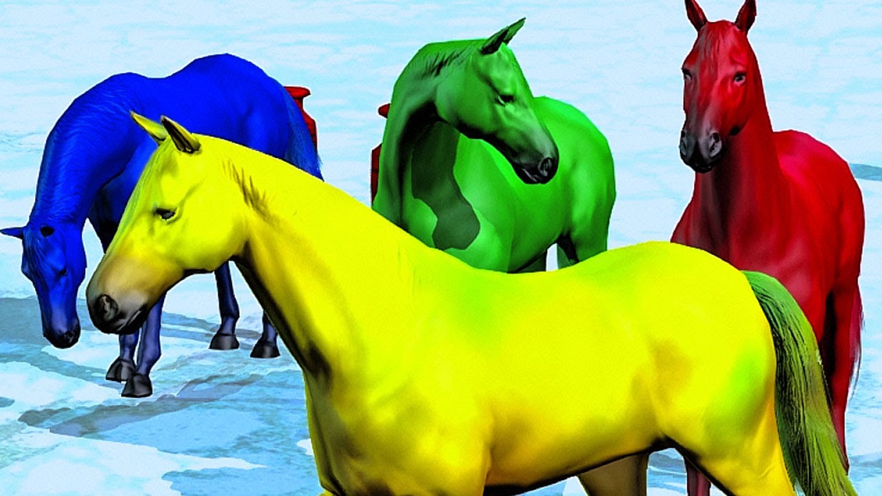 Caballos de colores Azul, Rojo, Verde y Amarillo / aprende con caballitos / Canciones Infantiles