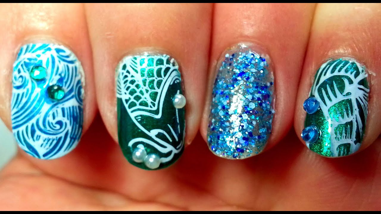 Nail Stamping Turorial - Nail Art - Undersea World