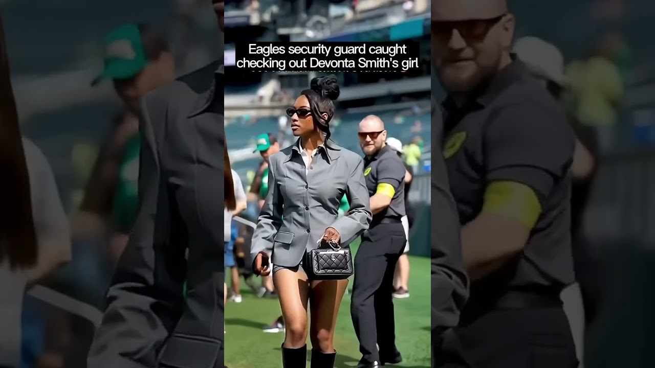 Eagles security guard caught checking out Devonta Smith&rsquo;s girl #philadelphiaeagles